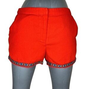 M Red Shorts Boho Embroidered Accent Medium Dressy Chino